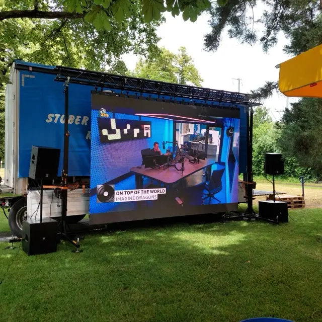 Public Viewing und Beschallung Fussbalturnier in Cham – LED-Screen 3.5x2m, Beschallungsanlage und Beschallung Fussballplatz.
